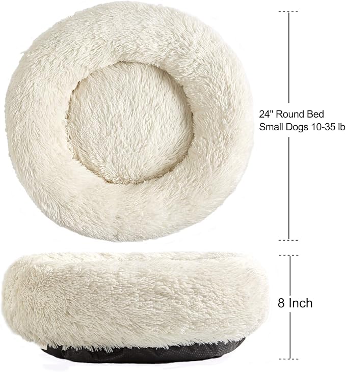 Washable Dog Round Bed - Medium Donut Dog Bed, Comfy Calming Cuddler