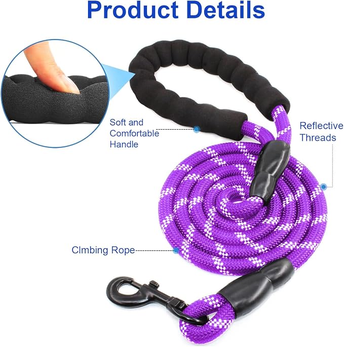 MingXpets Double Dog Leash, Dual Dog Leash, 360° Swivel Tangle Free Bungee Walking Training for Large Medium Dogs, Shock Absorbing Bungee Reflective for Two Dogs, 18~120 lbs, Purple