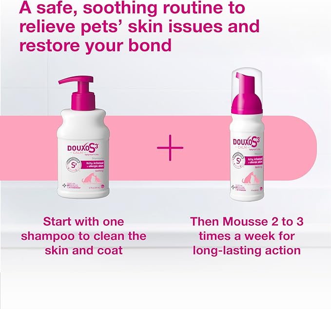 Douxo S3 Calm Dog Shampoo for Itchy Skin Relief, Dog Shampoo for Allergies and Itching, Soothes Itchy, Irritated or Allergic Skin For Dogs and Cats, 6.7 fl oz