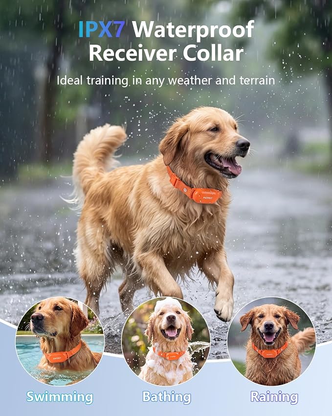 PATPET Shock Collar for Dogs - 4000FT Dog Training Collar with Remote, IPX7 Waterproof 4 Modes(Beep/Vibration/Shock/Safe) Dog Shock Collar, Rechargeable for Small Large Dogs (8-120Lbs) (Orange)