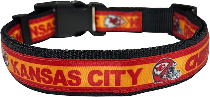 Pets First NFL Kansas City Chiefs Licensed PET COLLAR, Medium - Heavy-Duty, Strong, and Durable Dog Collar. Available in 31 Football Teams and 4 Sizes