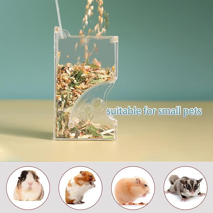 Automatic Hamster Feeder, Clear Acrylic Automatic Pet Feeder Pet Food Dispenser, Hamster Food Bowl Guinea Pig Food Dispenser for Small Animal Feeding & Watering Supplies (S)