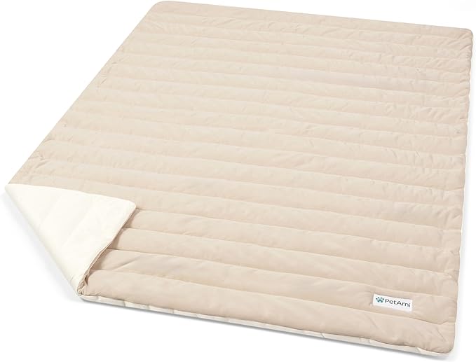 PetAmi Dog Cooling Mat, Q-Max Pet Cooling Blanket with Thick Cushioning, Self Cooling Pad for Dogs & Cats, Reversible Summer Mat for Crate, Couch, Kennel, Taupe/Beige, Large (40x60)