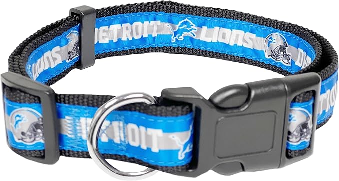 Pets First NFL Detroit Lions Licensed PET COLLAR, Large - Heavy-Duty, Strong, and Durable Dog Collar. Available in 31 Football Teams and 4 Sizes