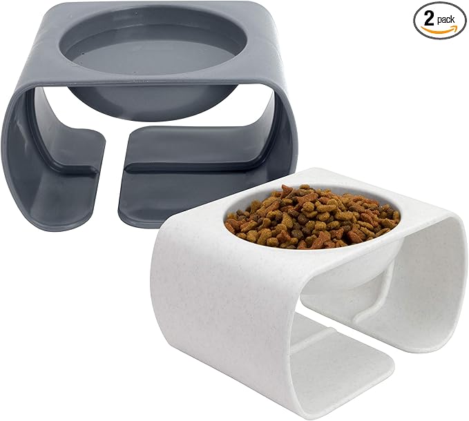 Kitty City Raised Cat Food Bowl Collection/Stress Free Pet Feeder and Waterer and Slow Feed Bowls