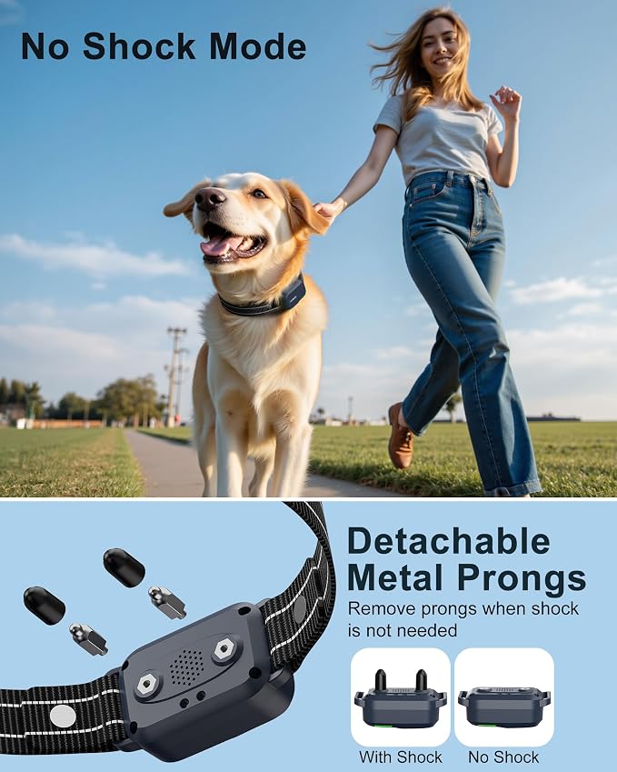 Dog Shock Collar - 4500FT Dog Training Collar with Remote, IPX8 Waterproof Electric Dog Collar with 4 Training Modes, Security Lock, Rechargeable eCollar for 10-120lbs Dogs(Dark Blue 1 Pack)