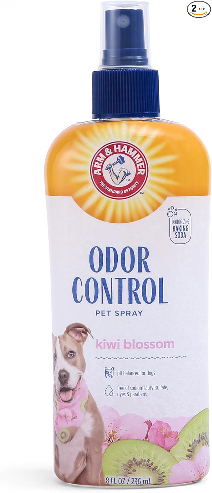 Arm & Hammer for Pets Super Deodorizing Spray for Dogs | Best Odor Eliminating Spray for All Dogs & Puppies | Fresh Kiwi Blossom Scent That Smells Great, 6.7 Ounces - 2 Pack