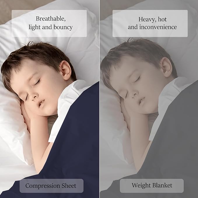 Sensory Bed Sheet for Deep Pressure Therapy – Spandex Bed Sheet – Sensory Compression Blanket for ADHD, Autism – Breathable & Hypoallergenic, Navy, Full Size