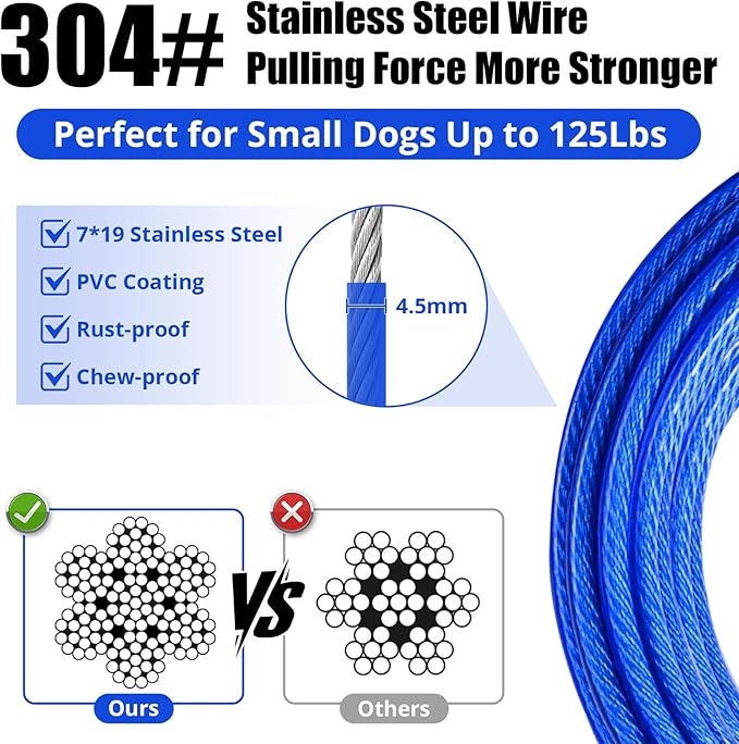 jenico Dog Tie Out Cable: 30ft Dog Leads for Yard Heavy Duty - Reflective Chain Leash for Outside Small Large Dogs Up to 125lbs Outdoor Runner Camping