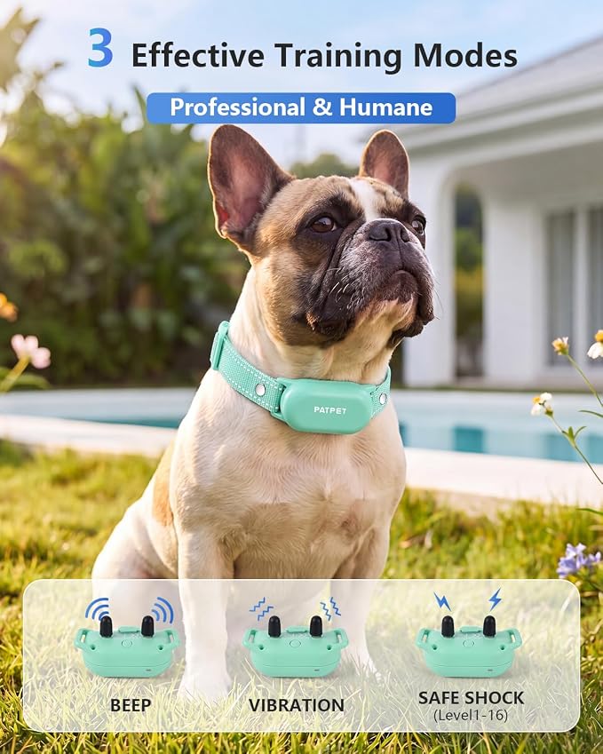 PATPET Shock Collar for Dogs(10-120lbs), 4000ft Rechargeable IPX7 Waterproof Training Collar with Remote for 2 Dogs- Electric Dog Collar for Small Medium Large Dogs 2 Packs