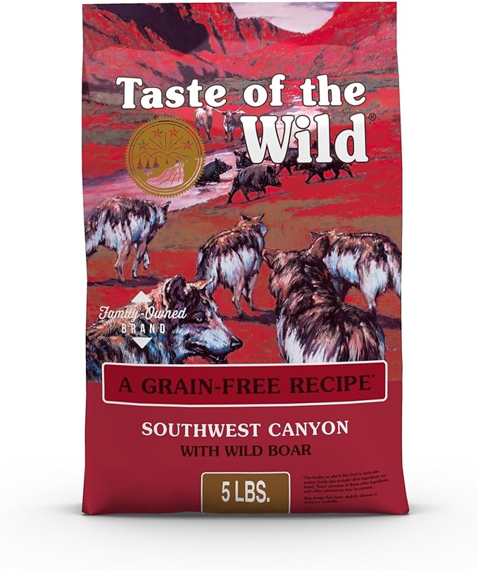 Taste of the Wild Southwest Canyon Grain-Free Recipe with Wild Boar Dry Dog Food, Made with Protein from Real Meat, and Guaranteed Nutrients Like Probiotics for All Life Stages 5lb