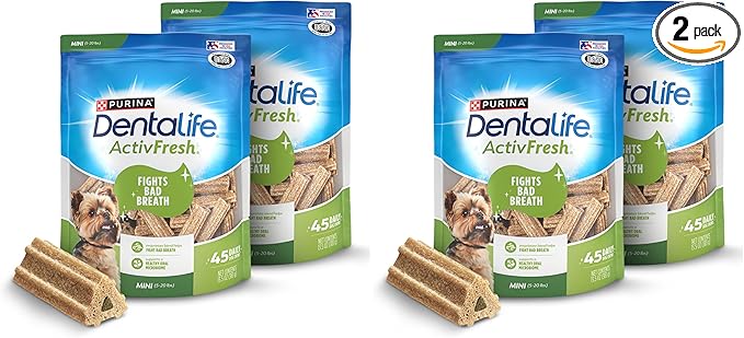 Dentalife ActivFresh Pack of 4 Dog Chews for Small Dogs, Dental Chews to Freshen Breath, Chicken Flavor, 13.5 oz. Each, 45 Each/90 Total - 45 Ct. Pouch