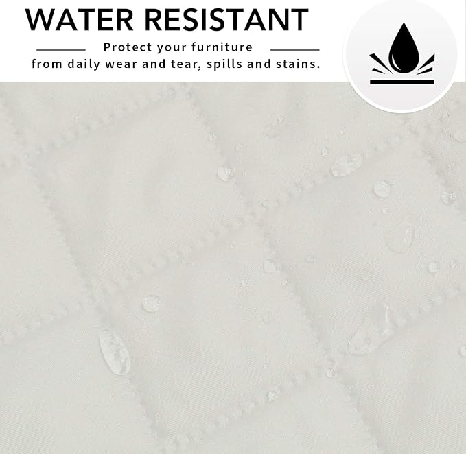Easy-Going 4 Seater Sofa Slipcover Reversible Sofa Cover Water Resistant Couch Cover with Foam Sticks Elastic Straps Furniture Protector for Pets Children Dog Cat (XX-Large, Ivory/Ivory)