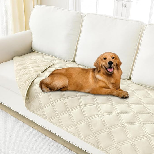 Smiry Waterproof Dog Bed Cover Blanket 40x70, Soft Reversible Pet Blanket, Washable Leakproof Cats Dogs Couch Cover for Sofa, Couch, Furniture, Beige/Beige