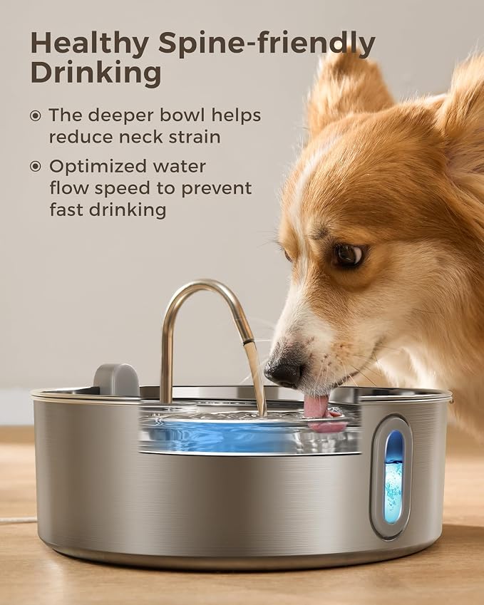 Smartoo 7L/236oz Stainless Steel Dog Water Fountain for Large Dogs – 25dB Ultra-Quiet Automatic Pet Water Dispenser with Deeper Bowl, 4-Stage Filtration – Ideal for Big Breeds, Multi-Pet Households
