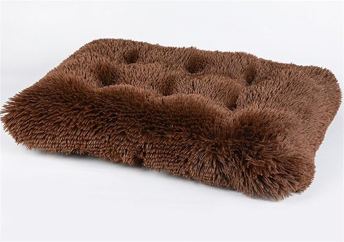 Long Plush Calming Pet Bed Cuddler Pet Bed for Dogs and Cats Fluffy Faux Fur Dog Bed with Anti Slip Bottom Machine Washable Pet Sleep Bed Crate Mat Coffee 2XL