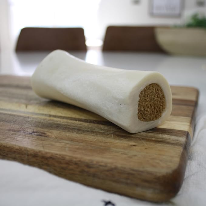 Cadet Stuffed Shin Bone, Long Lasting Dog Bones for Aggressive Chewers, High Protein Filled Dental Chew, Bully Stick Beef Flavor Filling, 5-6" for Large Dogs