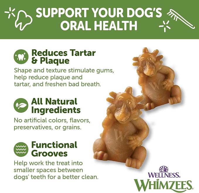 Whimzees Wellness Hedgehog Natural Dog Dental Treat, Chews, Freshens Breath, Large Size, 12.7 oz Bag, 6 Count