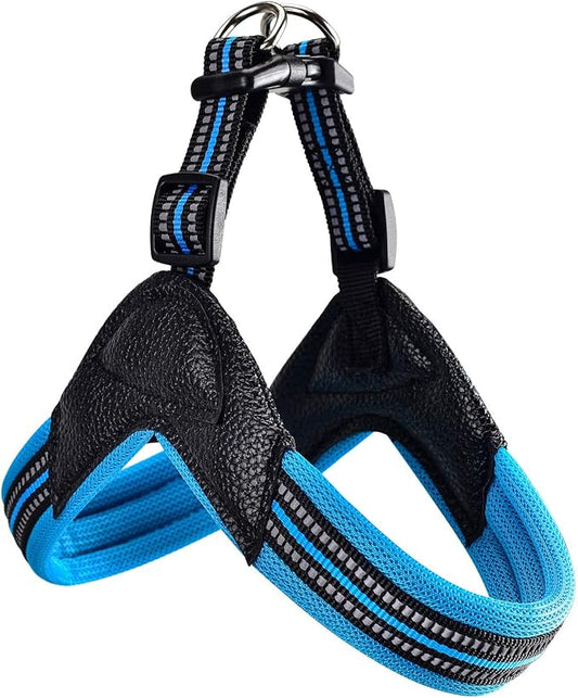 Dog Harness No Pull Ultra Soft Breathable Padded Pet Harness 2 Adjustable Botton, 3M Reflective Pet Harness for Dogs Easy Control for Small Medium Large Dogs (M, Blue)