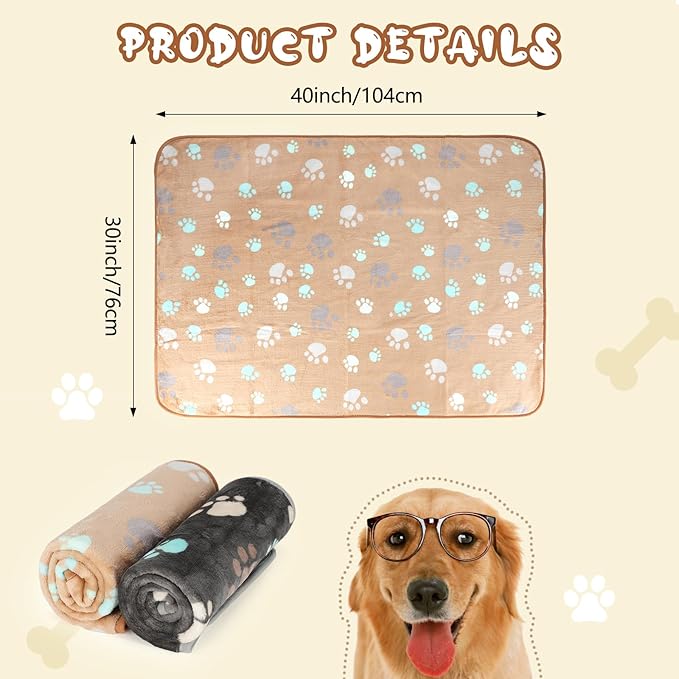 YUEPET Waterproof Dog Blankets, 2 Pack Washable Dog Blankets for Bed Couch Sofa Protector Fleece Flannel Puppy Blanket Soft Plush Reversible Throw Blanket for Medium Dogs Cats 40''×30"(Grey+Coffee)