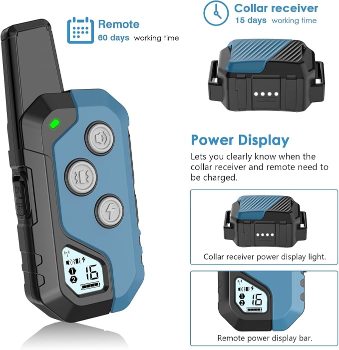 Shock Collar for Dogs, Dog Training Collar with Remote Control for 2 Dogs, 3 Training Modes with Beep, Vibration and Satic, Waterproof, Rechargeable for Large Medium