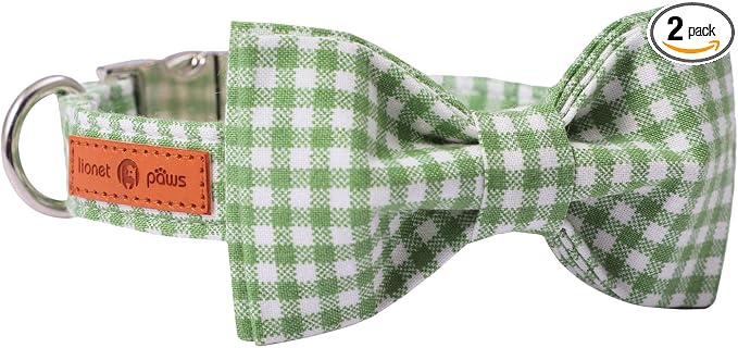 Lionet Paws Dog Collar with Bowtie, Durable Adjustable and Comfortable Collar for X-Large Dogs, Neck 16-26in