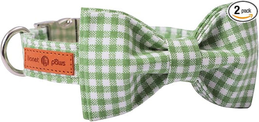 Lionet Paws Dog Collar with Bowtie, Durable Adjustable and Comfortable Collar for X-Large Dogs, Neck 16-26in