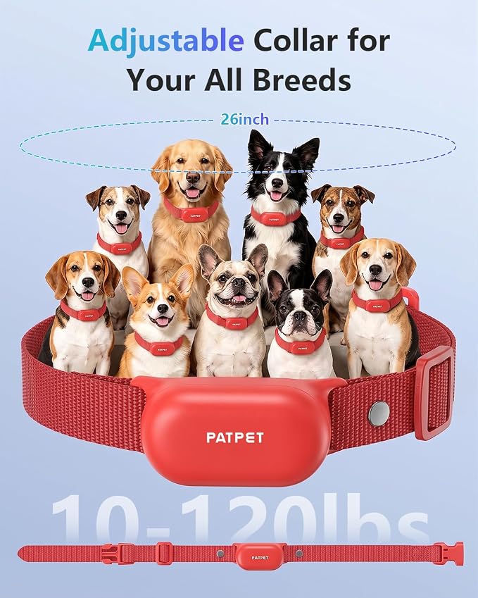 PATPET Shock Collar for Dogs - 4000FT Dog Training Collar with Remote, IPX7 Waterproof 4 Modes(Beep/Vibration/Shock/Safe) Dog Shock Collar, Rechargeable for Small Large Dogs (8-120Lbs) (Red)