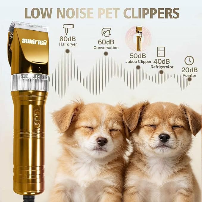 Professional Dog Grooming Clippers for Thick Coat - Dog Hair Trimmer for Grooming- Sheep Shears for Thick Hair – Pet Grooming Clippers for Dogs, Cats, Sheeps, Horse (Gold)