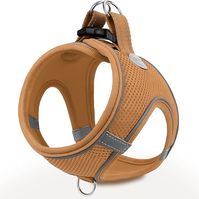 Joytale Small Dog Harness, Breathable Mesh Step-in Vest, Reflective Soft Padded Harnesses for Medium Dogs, Brown, XL