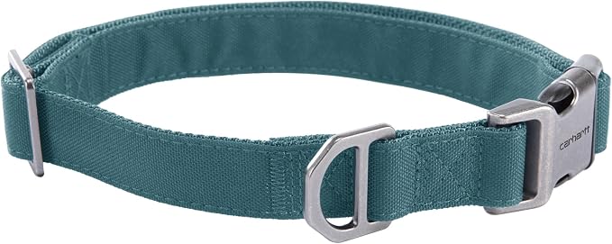 Carhartt Field Dog Collar, Fully Adjustable, Durable 600-Denier Fabric W/Reflective Wordmark for Visibility, Harbor Teal, Medium