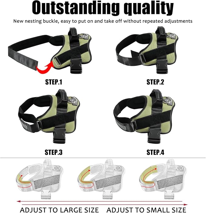 Dog Harness, No-Pull Reflective Dog Vest, Breathable Adjustable Pet Harness with Handle for Outdoor Walking - No More Pulling, Tugging or Choking