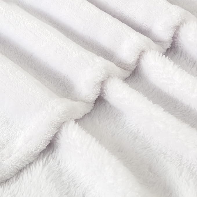 BEDELITE Fleece Blankets Queen Size White Throw Blankets for Bed, Luxury Plush Cozy Fuzzy Blanket 90x90 inches, Super Soft Warm Lightweight Throw Blanket All Seasons Suitable