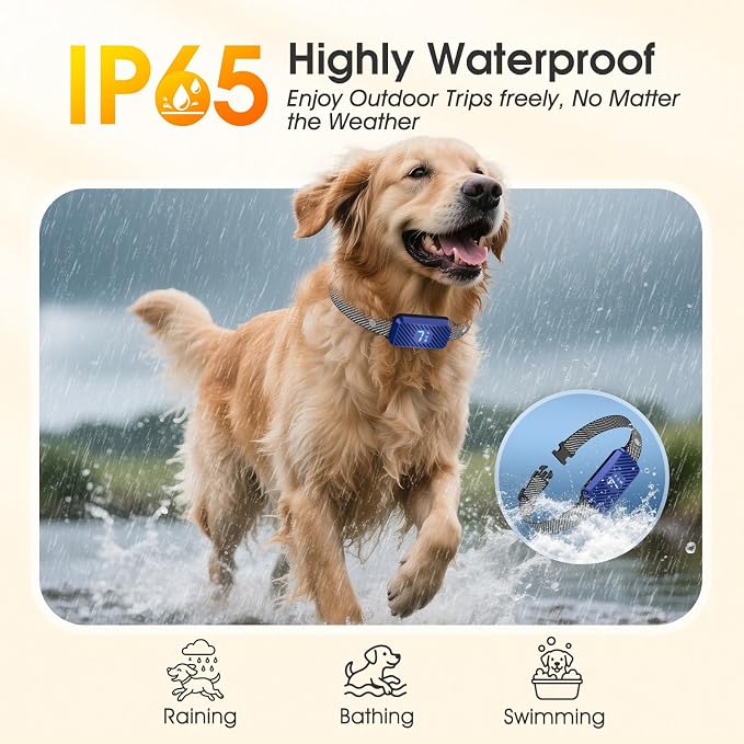 Dog Bark Collar for Large Medium Small Dogs, Effective No-Bark Collar, Smart Barking Collar, Rechargeable Bark Collar with 7 Sensitivity, 3 Modes, Waterproof (DarkBlue)