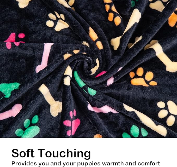 Dono 1 Pack 3 Dog Blankets, Soft Fluffy Fleece Pet Blanket Warm Sleep Mat Paw Print Design Puppy Kitten Throw Blankets Doggy Blanket for Dogs