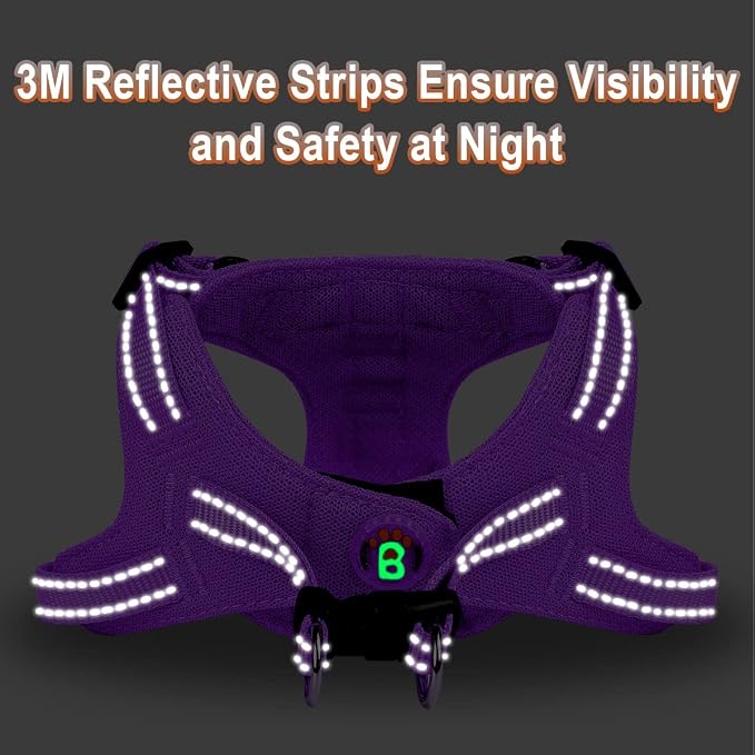 Dog Harness Step in Dog Vest Harness, Reflective Adjustable Puppy No Pull Harness Breathable Soft for Small and Medium Dogs Cats, Purple, XS