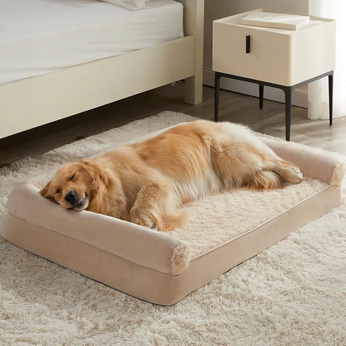 BFPETHOME Orthopedic Washable Dog Beds Large Sized Senior Dog for Comfy Sleeping with Removable Cover, Waterproof Big Soft Pet Couch Bed for Dogs Rerlax