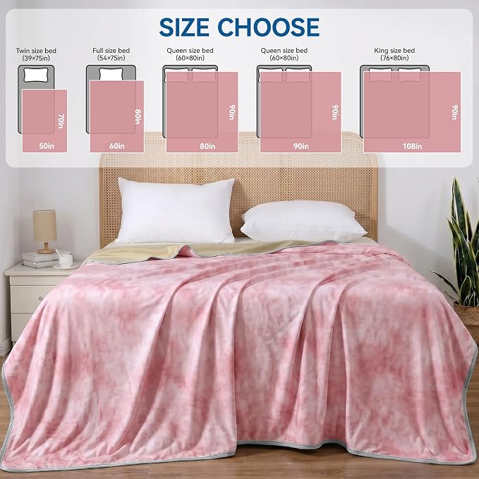 Guohaoi Cooling Throw Blanket for Hot Sleepers, Twin Size 80''×90'' Lightweight Breathable Summer Bed Blanket for Couch, Arc-Chill Q-Max >0.5 Cool Fiber, Lightweight Blanket Pink