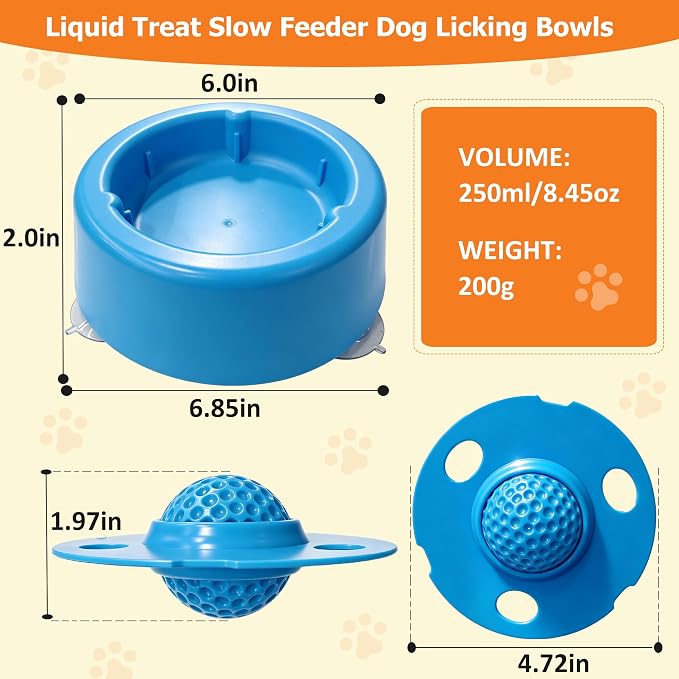 Slow Feeder Dog Bowls for Liquid Treat, Dog Enrichment Rolling Ball Lick Bowl, Non Slip Dogs Licking Bowl for Small Large Medium Breeds for Yogurt Bone Broth Food Dietary Supplement/Post-op Nutrition
