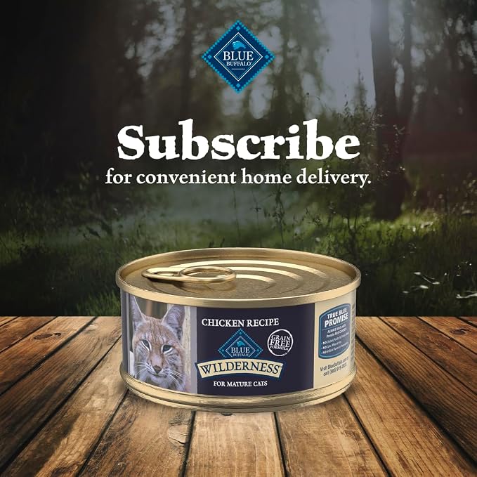 Blue Buffalo Wilderness Adult Cat 7+ Grain Free Chicken Paté Wet Cat Food, Supports Energy for an Active Life, Made with Natural Ingredients, 5.5-oz. Cans (24 Count)