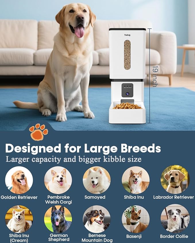 Automatic Dog Feeder Large Breed with Camera - 12L/50 Cups 5G WiFi App Control Dog Food Dispenser, Easy Setup, HD 1080P Video with Night Vision by Yakry