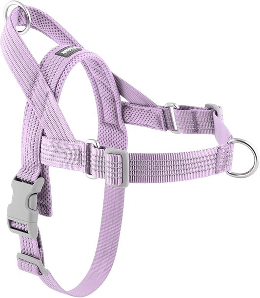 No Pull Dog Harness with Handle, Adjustable Soft Mesh Padded Reflective Walking Harness with Front Clip for Small Medium Large Dogs – Quick Fit No Escape for Training and Hiking (Purple, XL)
