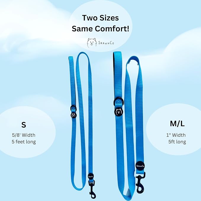 ShawnCo Dream Walk Dog Leash- Premium, Nylon Pet Leash with Soft Neoprene Handle for Small, Medium and Large Dogs (White Sharks, Small)