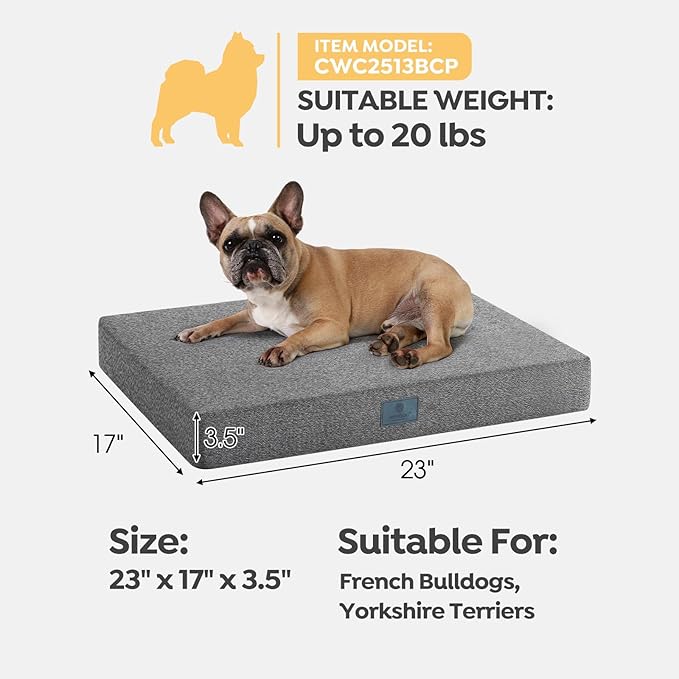 Veehoo Chew Proof Dog Bed for Crate, Indestructible Dog Crate Bed for Aggresive Chewers, Small Tough Chew Resistant Pet Pad with Hidden Zipper, Removable Washable Cover