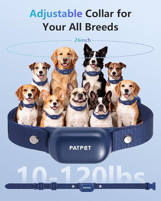 PATPET Shock Collar for Dogs - 4000FT Dog Training Collar with Remote, IPX7 Waterproof 4 Modes(Beep/Vibration/Shock/Safe) Dog Shock Collar, Rechargeable for Small Large Dogs (8-120Lbs) (Blue)