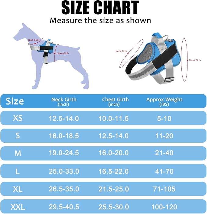 Dog Harness, No-Pull Reflective Dog Vest, Breathable Adjustable Pet Harness with Handle for Outdoor Walking - No More Pulling, Tugging or Choking