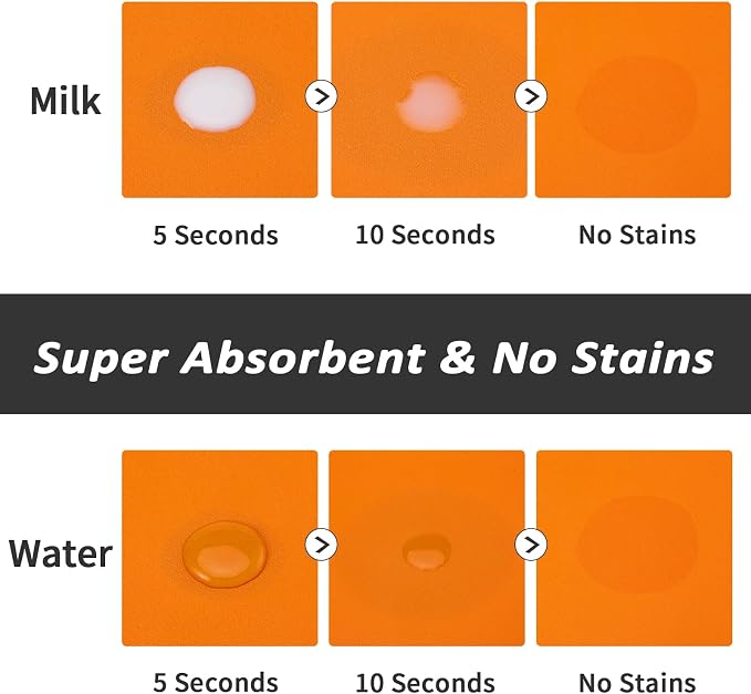 HotLive Dog Food Mat - Absorbent Cat Mat for Food and Water, No Stains Pet Feeding Bowl Mat, Easy to Clean Pet Placemats, Quick Dry Dog Water Dispenser Mat for Messy Drinkers | Orange 12"x 19"