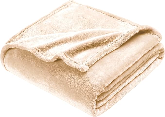 DREAMNINE Oversized Soft Fuzzy Fleece Throw Blanket Twin Size 60" x 80", Decorative Large Solid Lightweight Velvet Bed Blanket,Big Cute Cozy Accent Shaggy Microfiber Flannel Blankets for Bedroom,Beige