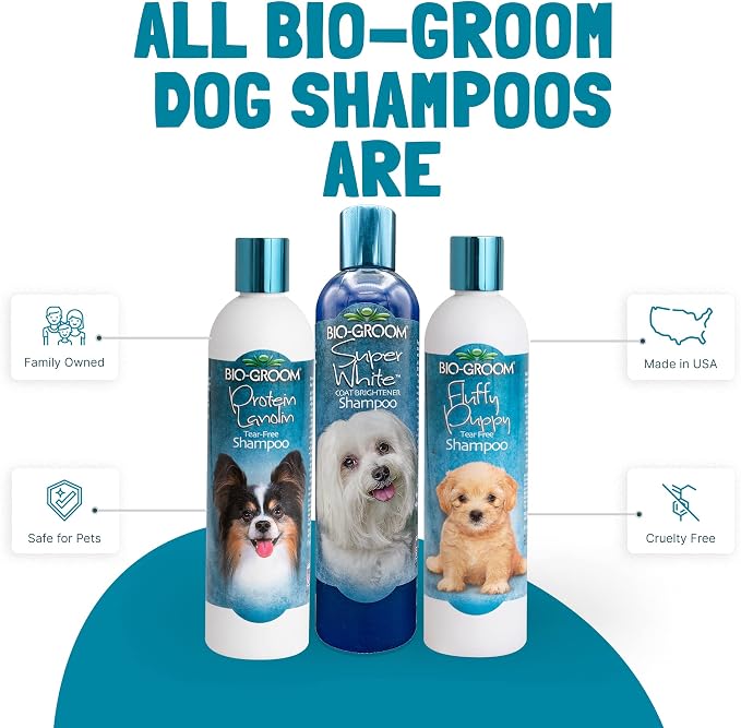Bio-Groom Super White Dog Shampoo - Whitening Pet Shampoo, Dog Bathing Supplies, Puppy Wash & Grooming Supplies, Cruelty-Free, Made in USA, Coat Brightener - 32 fl oz 1-Pack