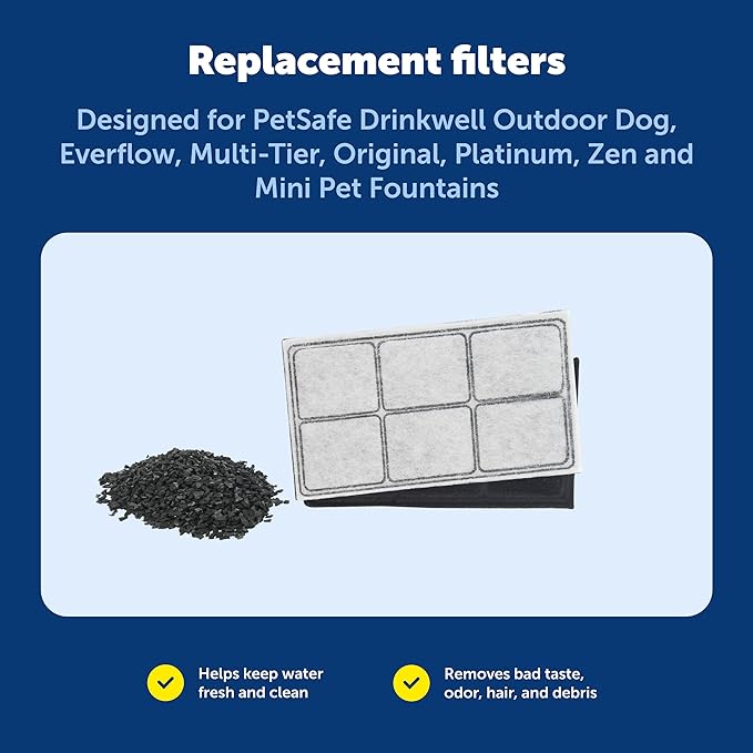 PetSafe Drinkwell Premium Replacement Carbon Filters, Dog and Cat Water Fountain Filters